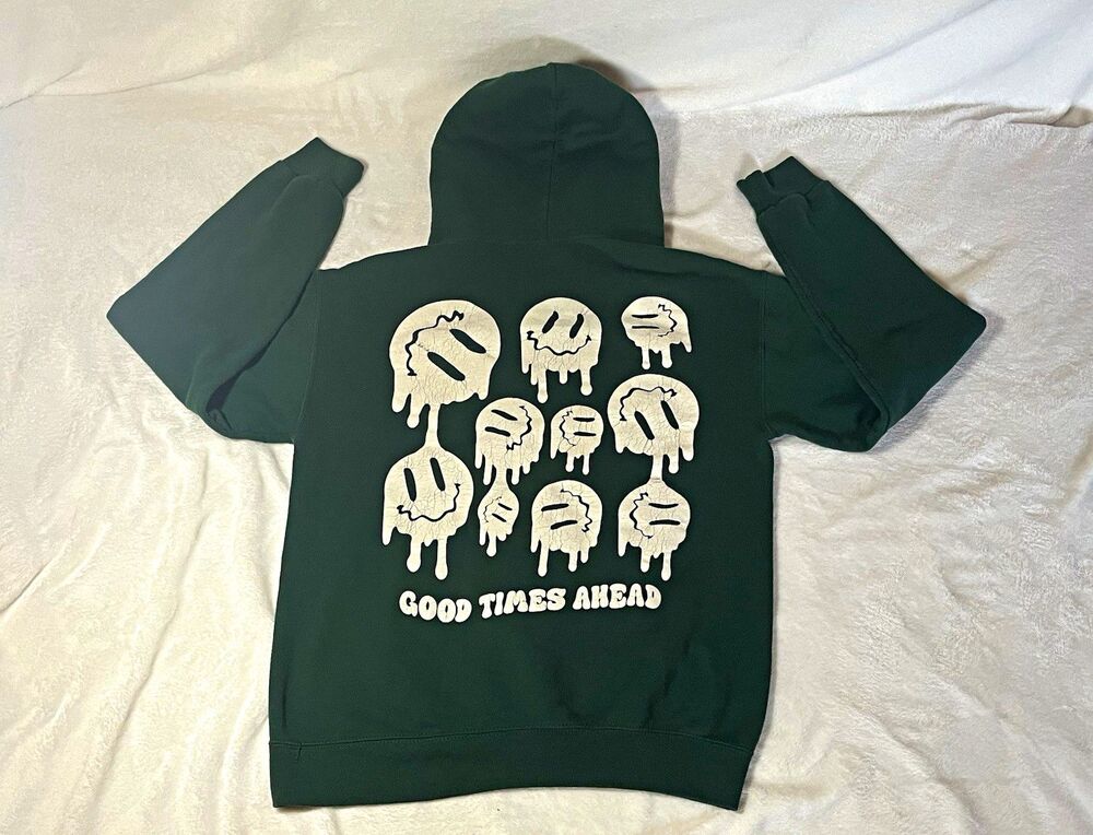 Red Eight Co Men's Green S Fleece Pullover Hoodie Good Times Ahead